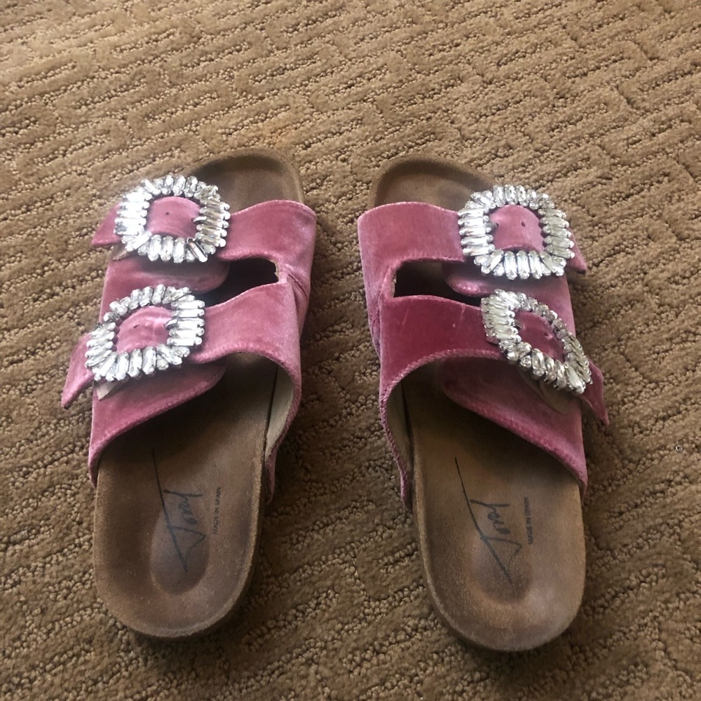 Pink velvet and crystal size 37 sandals